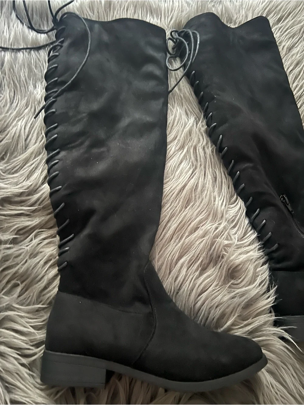 Women’s Black Knee-High Lace-Up Boots